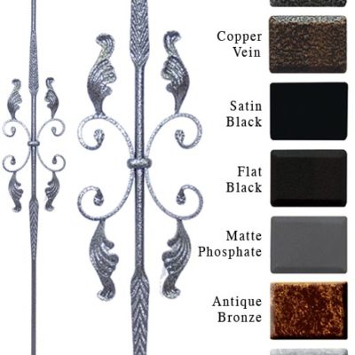 Round Double Feather Forged Leaf Iron Baluster