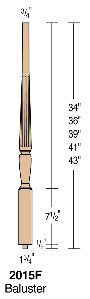 Sheraton Fluted Series 2015 - 1-3/4" Fluted Pin Top Baluster