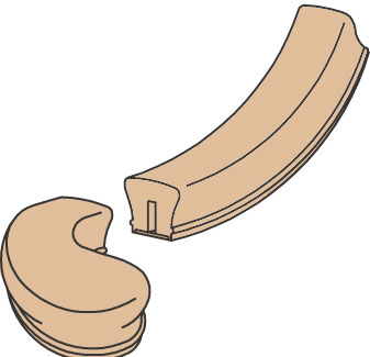 Right Hand Turnout Handrail Fitting for 6601 wood handrail