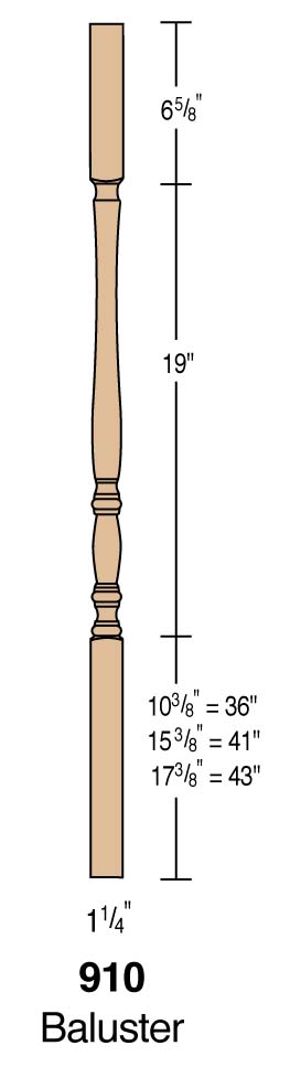 Classic 1-1/4" Square Top Baluster